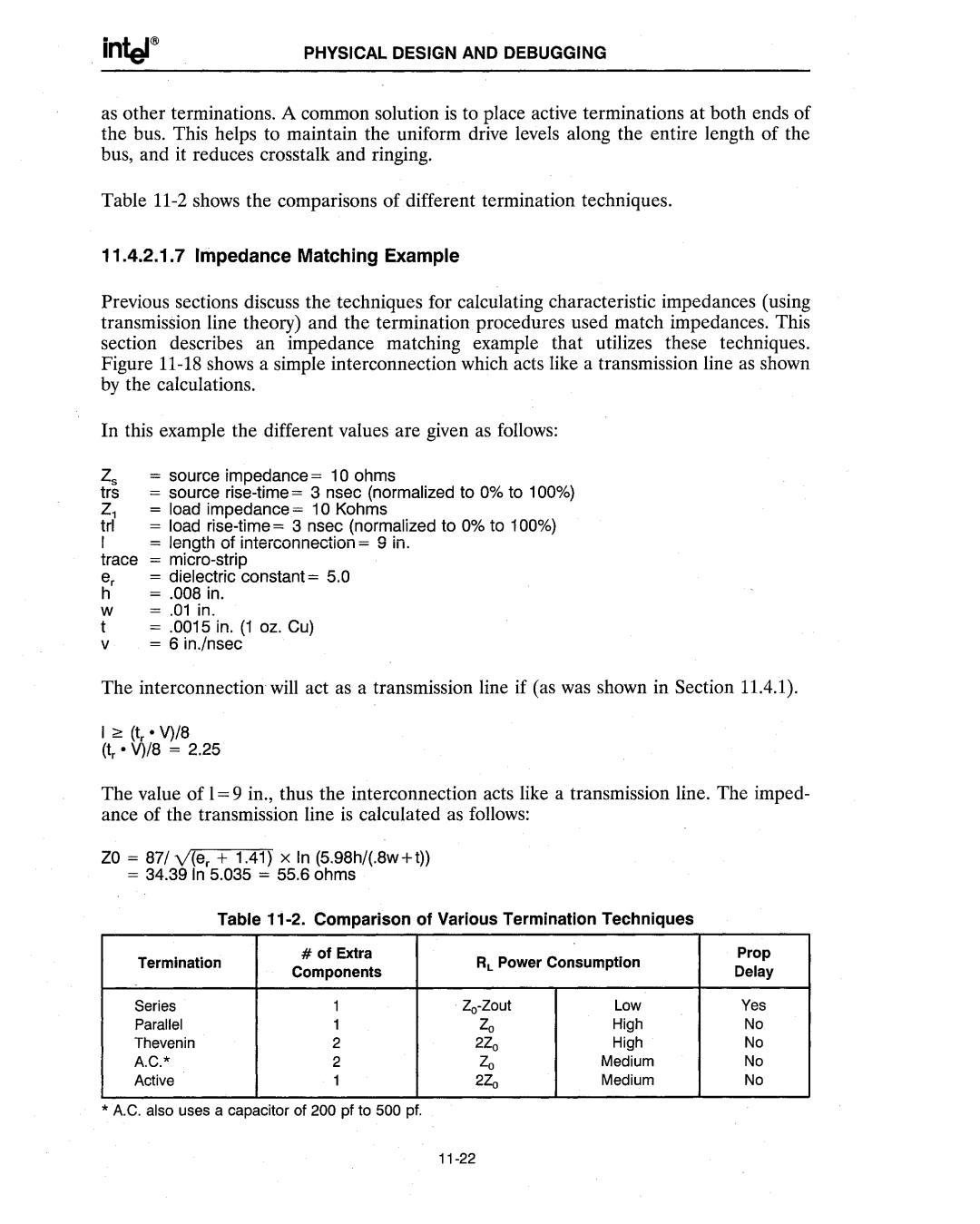 Intel 386 manual Impedance Matching Example 