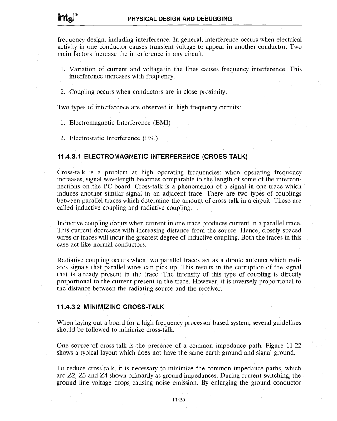 Intel 386 manual Electromagnetic Interference CROSS-TALK 