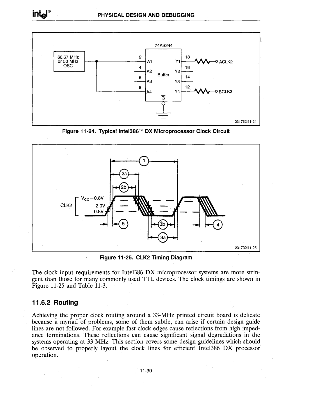 Intel manual Routing, ·24. Typical Intel386 DX Microprocessor Clock Circuit 