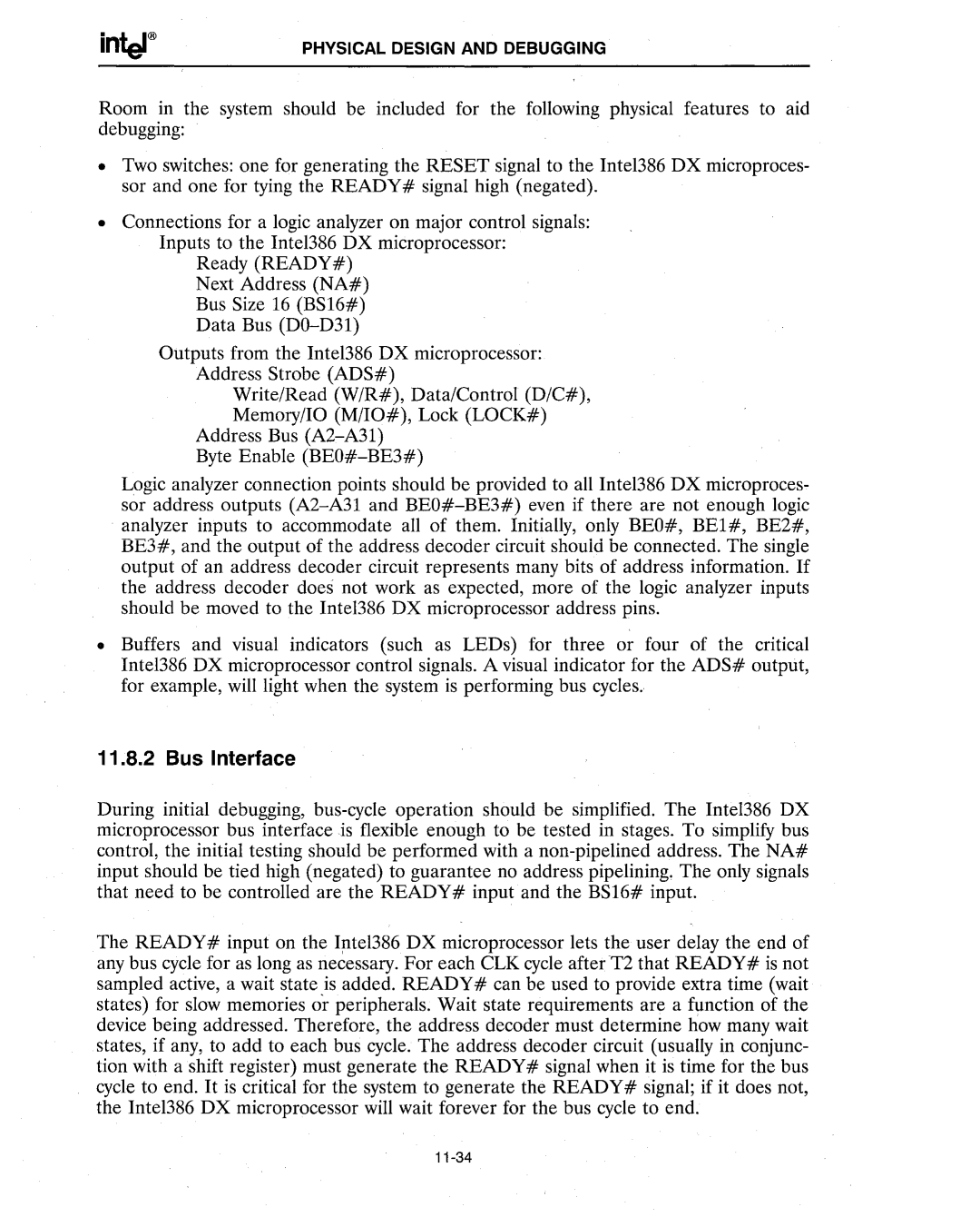 Intel 386 manual Bus Interface 