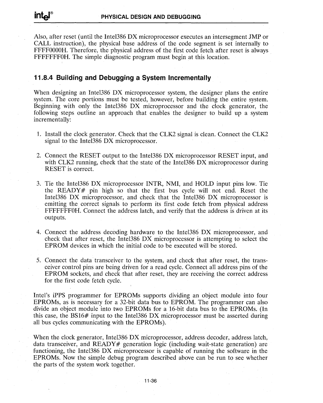 Intel 386 manual Building and Debugging a System Incrementally 