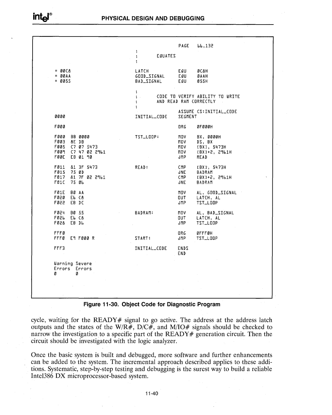 Intel 386 manual Object Code for Diagnostic Program 