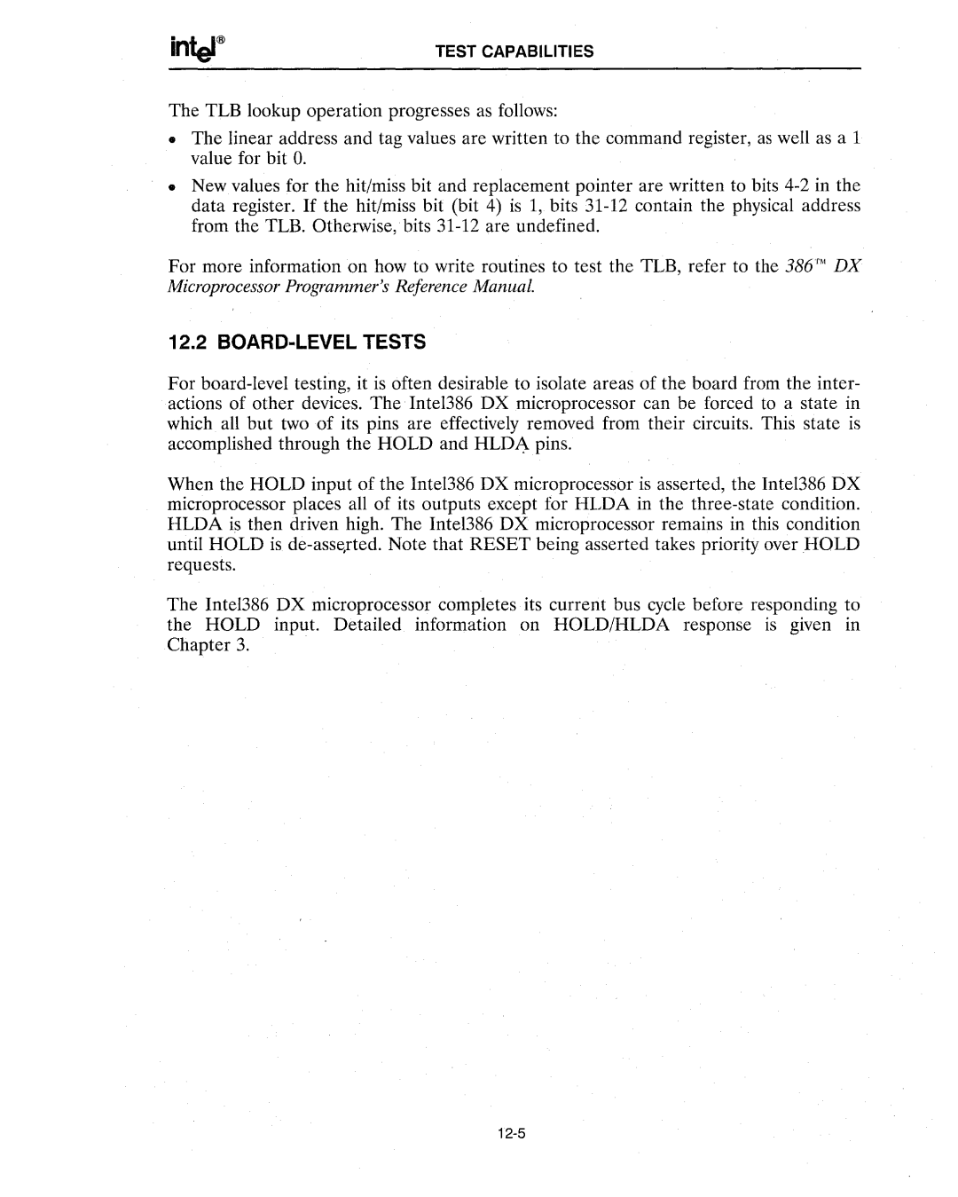 Intel 386 manual BOARD..LEVEL Tests 