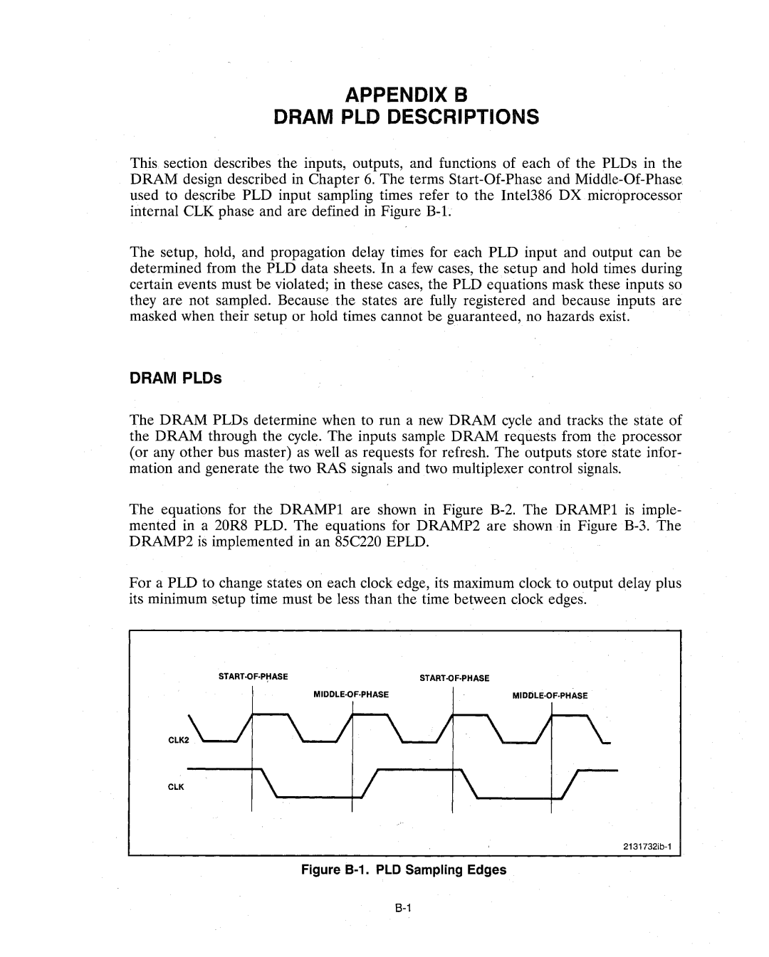 Intel 386 manual Appendix B Dram PLD Descriptions, Dram PLDs 