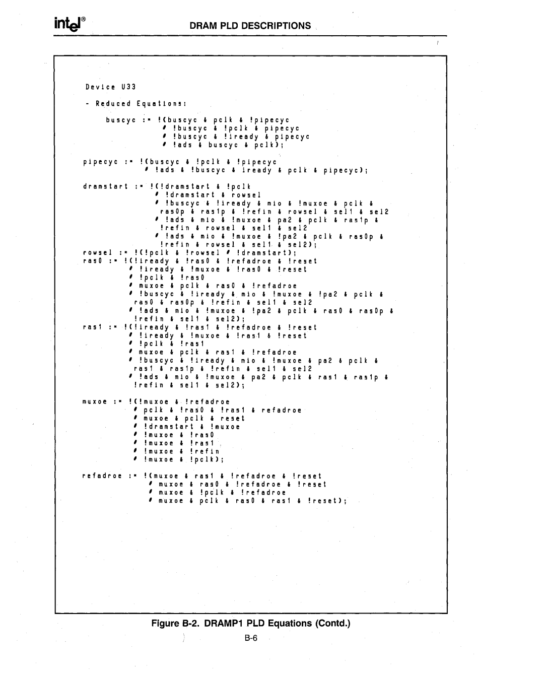 Intel 386 manual DRAMP1 PLD Equations Contd 