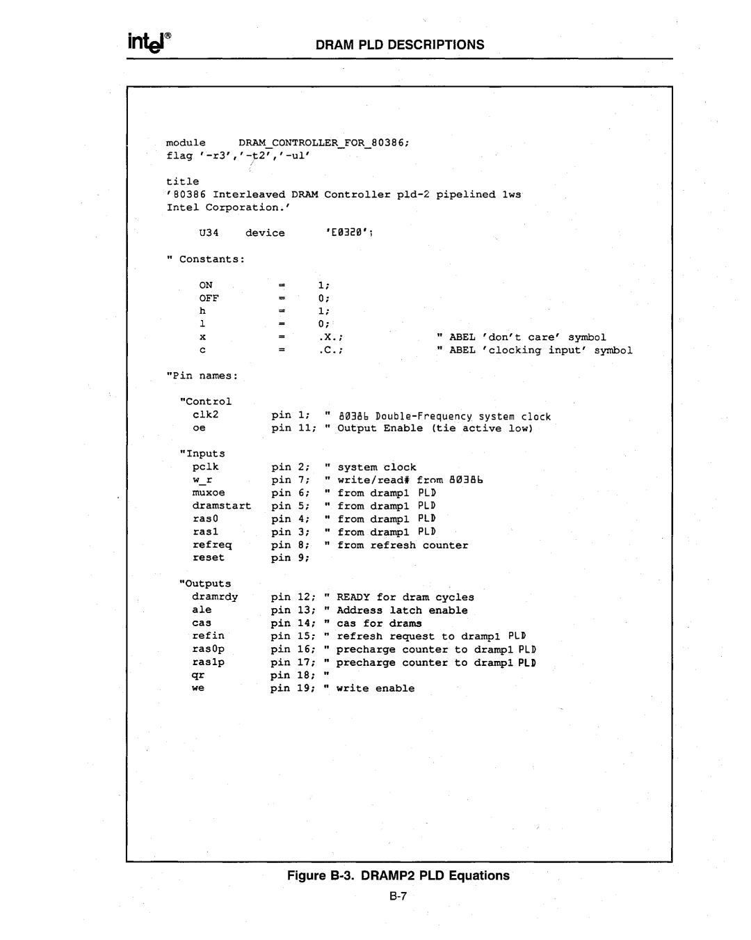 Intel 386 manual DRAMP2 PLD Equations 