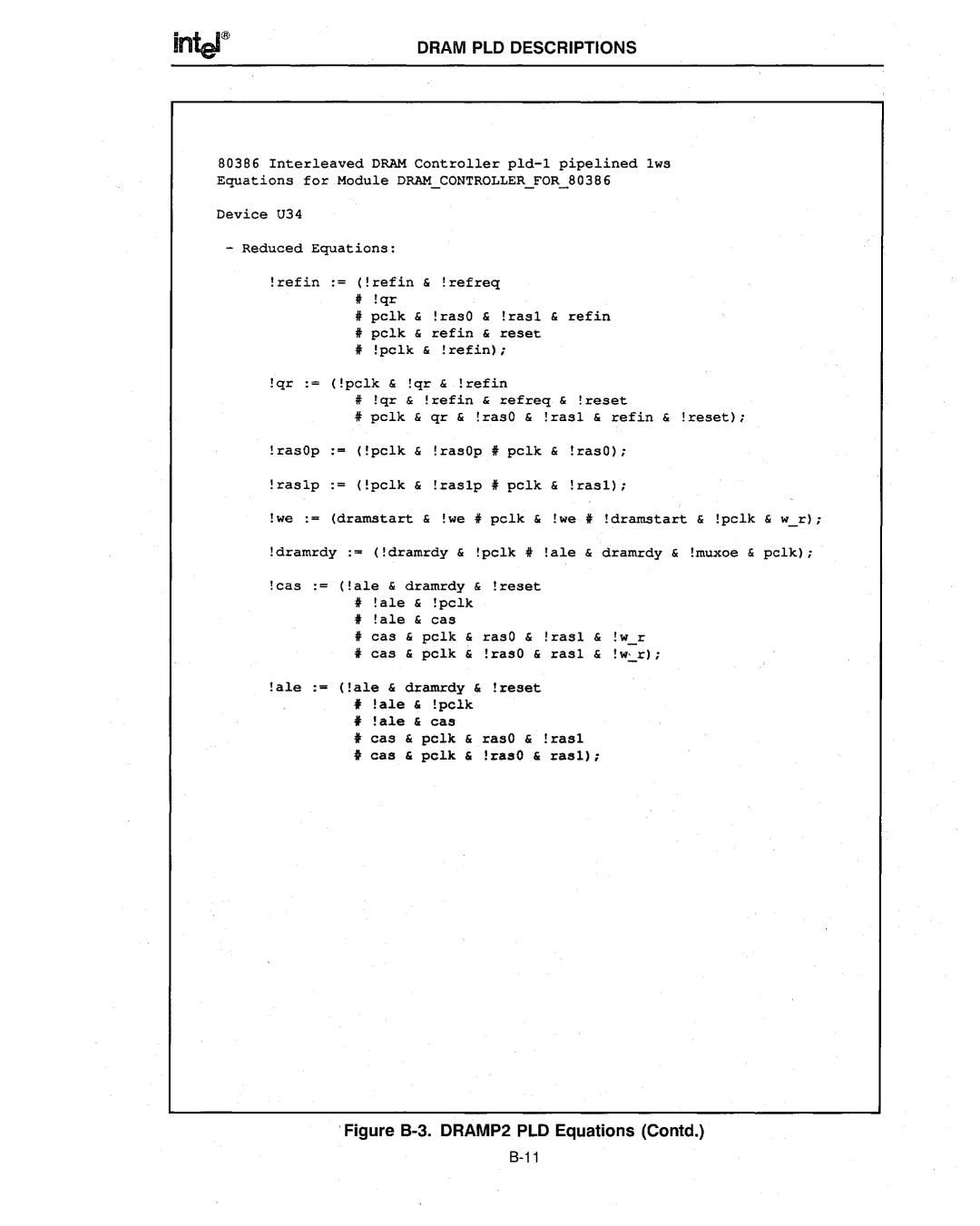 Intel 386 manual Figure B-3. DRAMP2 PLD Equations Contd 