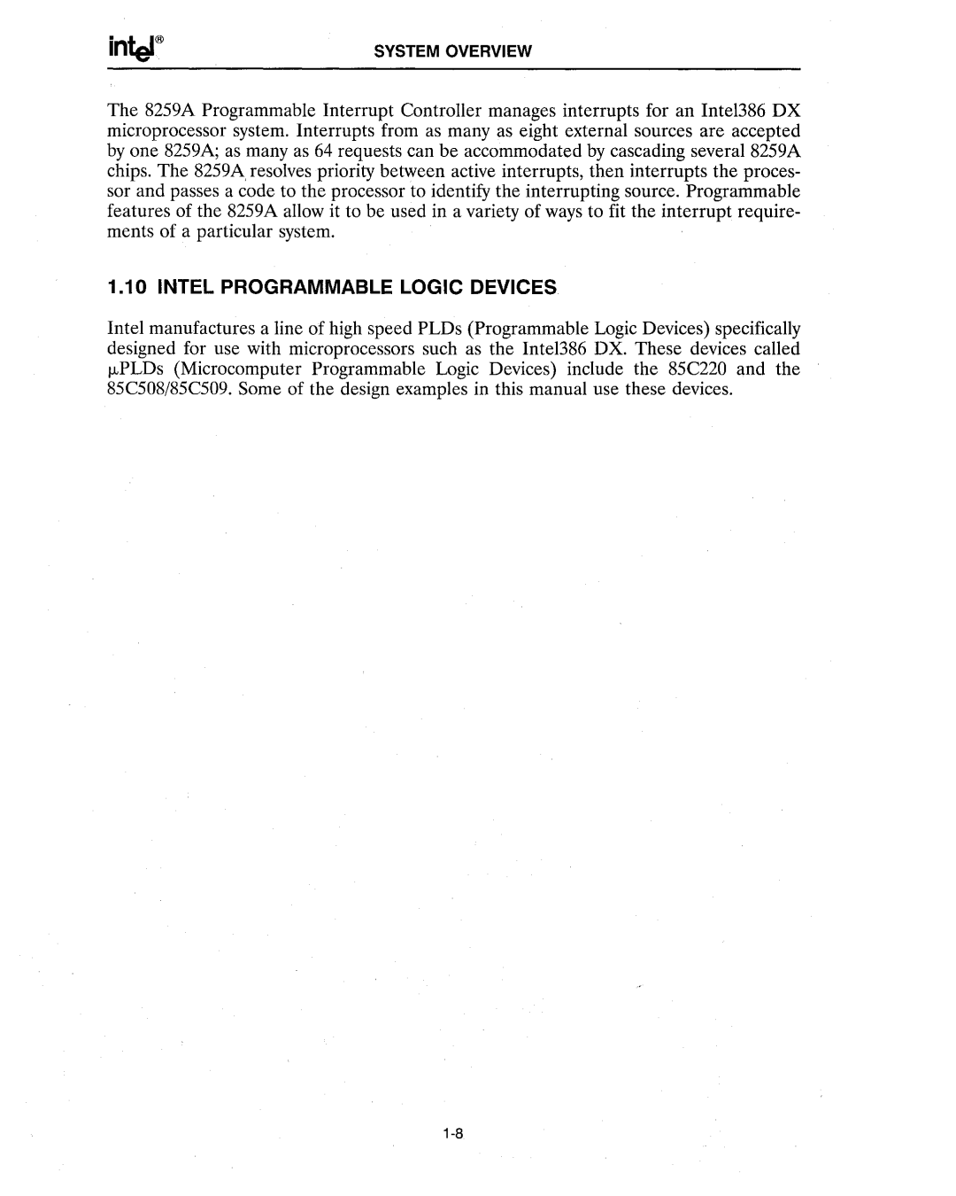 Intel 386 manual Intel Programmable Logic Devices 