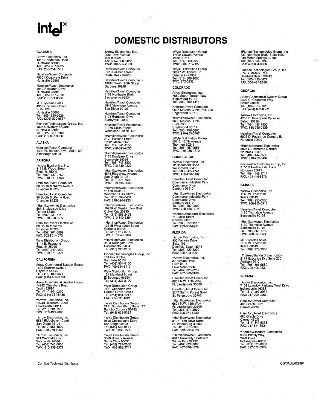 Intel 386 manual Domestic Distributors, MTI Systems Sales 