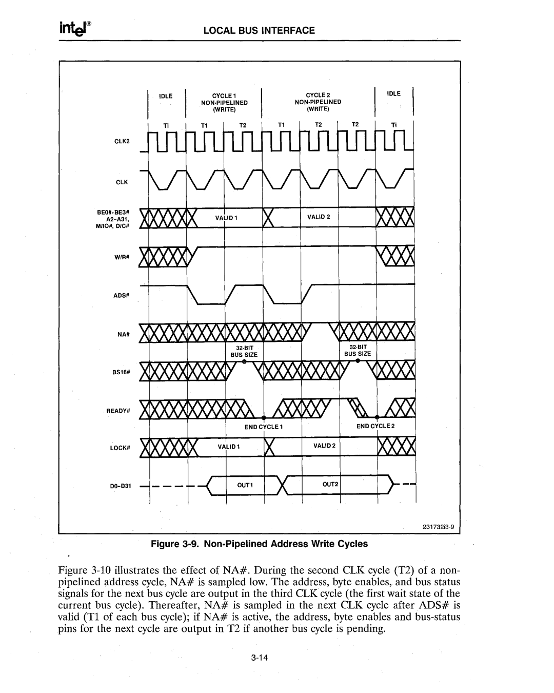 Intel 386 manual Non-Pipelined Address Write Cycles 