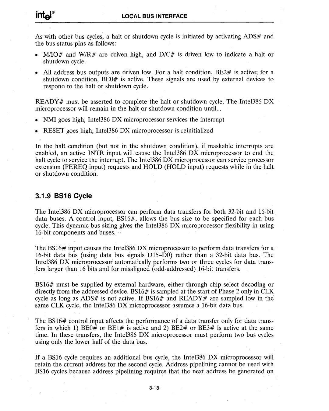 Intel 386 manual 9 8516 Cycle 