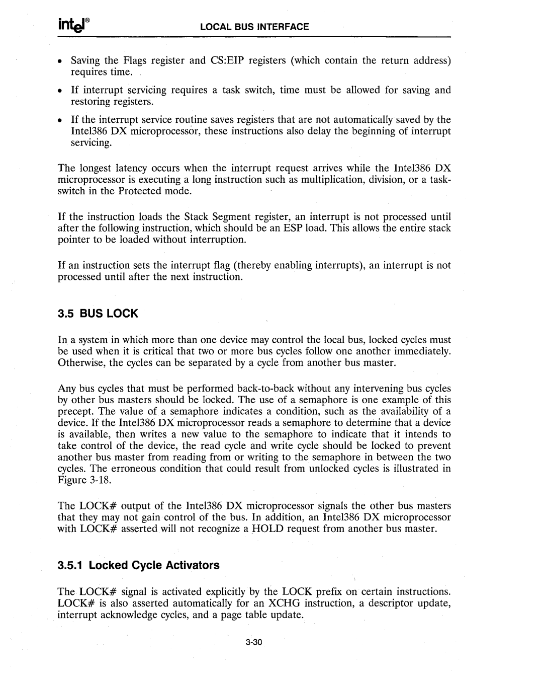 Intel 386 manual BUS Lock, Locked Cycle Activators 