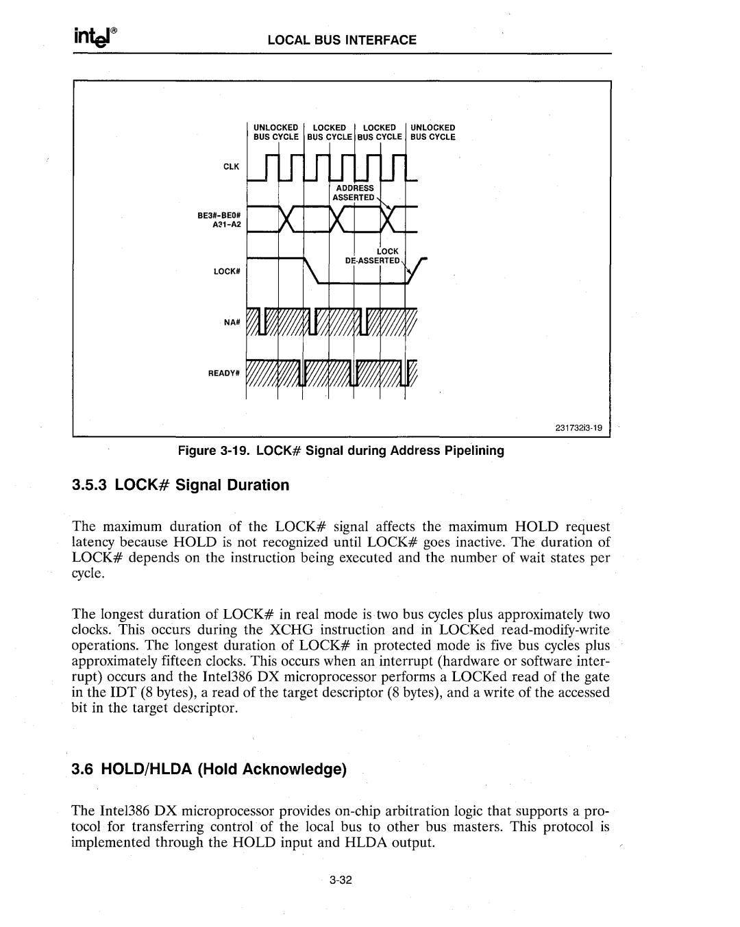 Intel 386 manual LOCK# Signal Duration, HOLD/HLDA Hold Acknowledge 