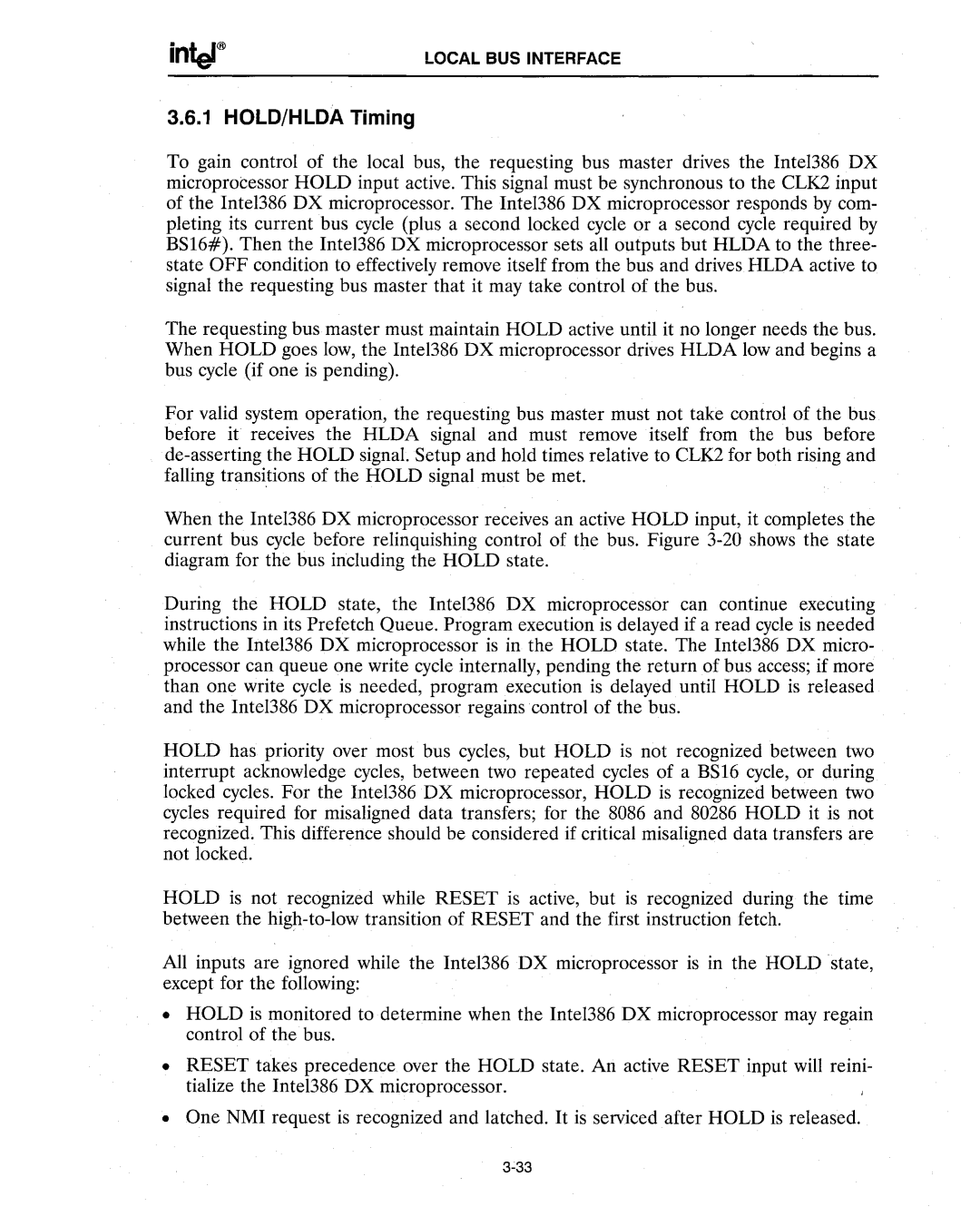 Intel 386 manual HOLD/HLDA Timing 