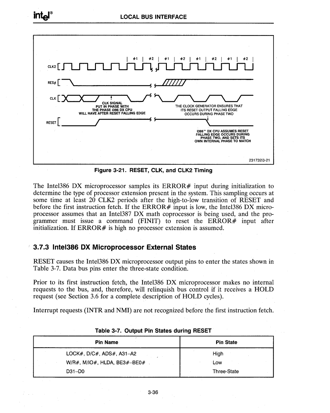 Intel 386 manual RES# ~----------5S 5 mml 