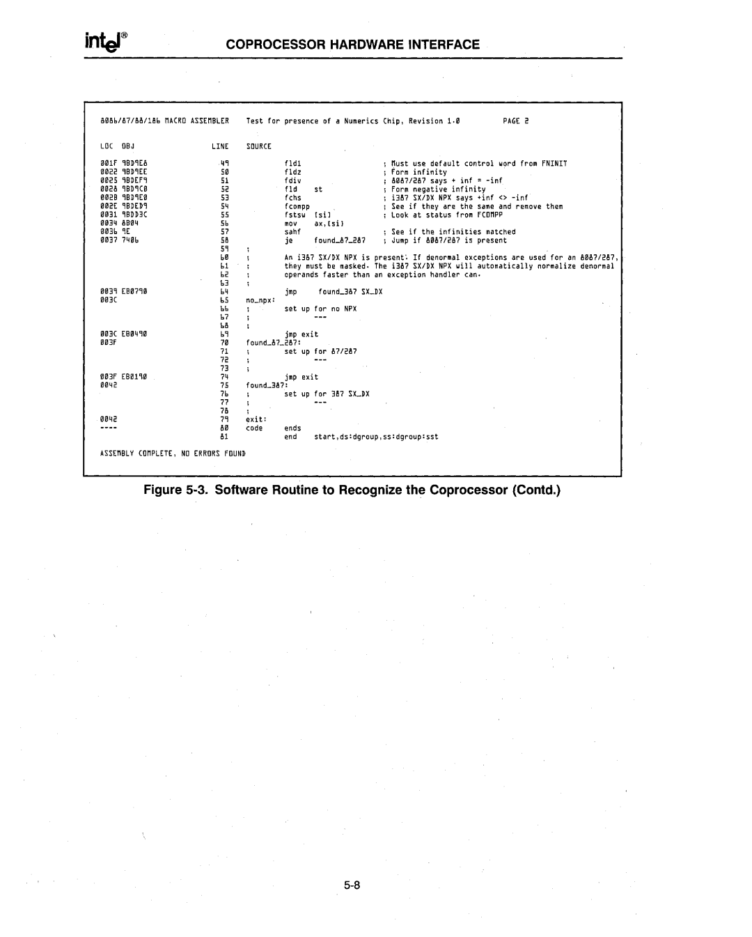 Intel 386 manual Coprocessor .HARDWARE Interface 