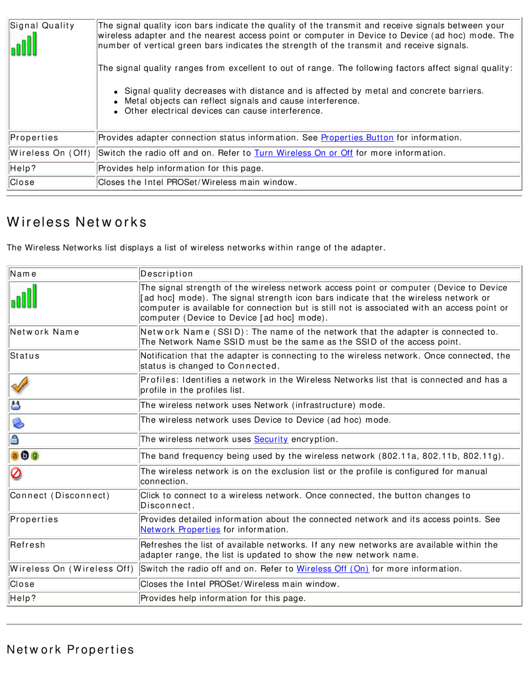 Intel 3945ABG specifications Wireless Networks 