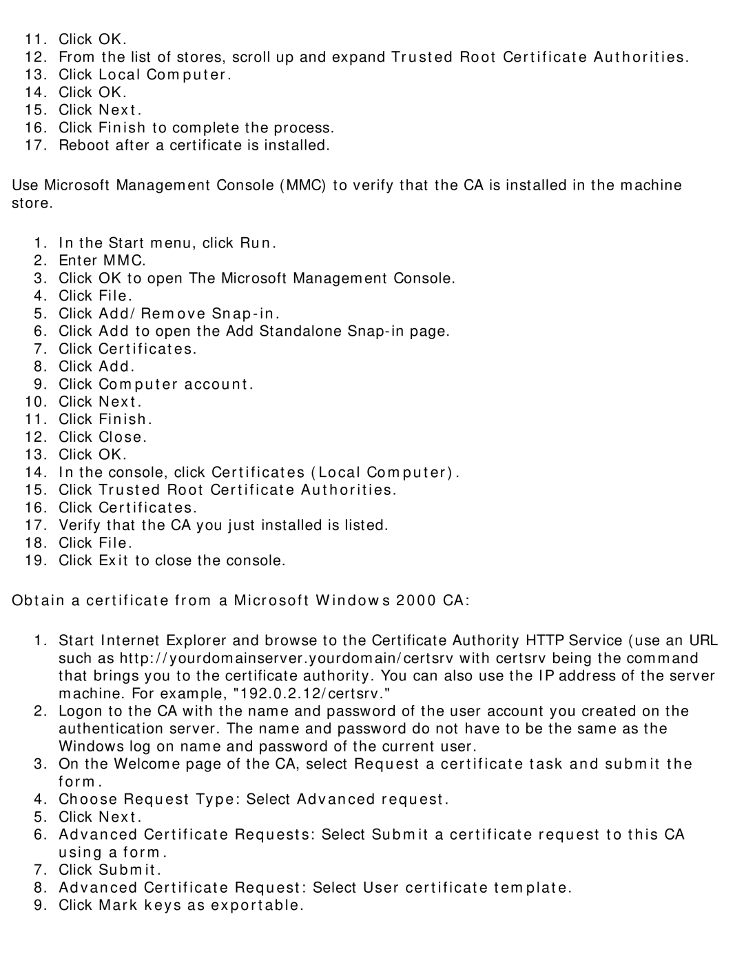 Intel 3945ABG specifications Click Local Computer, Click Add/Remove Snap-in, Click Certificates, Click Computer account 