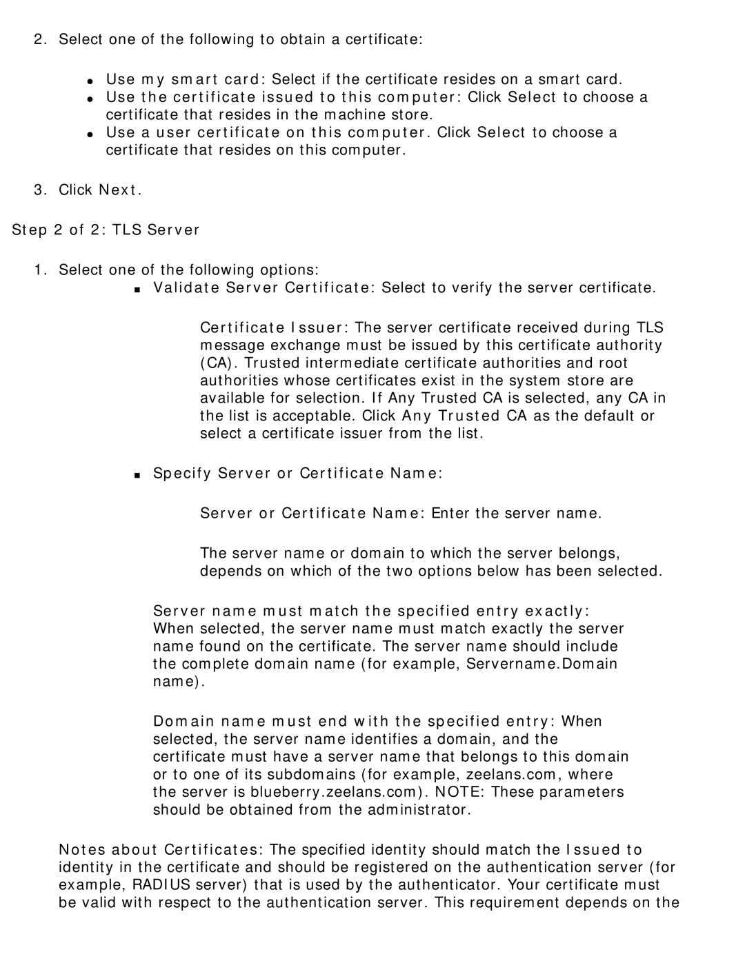 Intel 3945ABG specifications TLS Server 