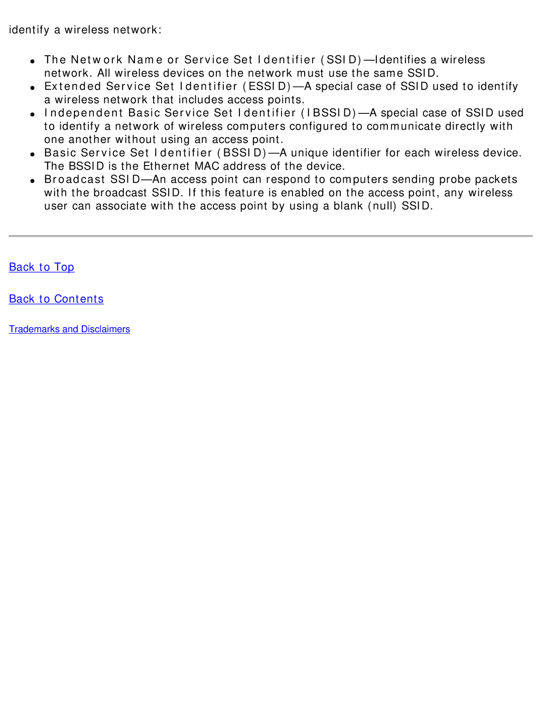 Intel 3945ABG specifications Identify a wireless network 