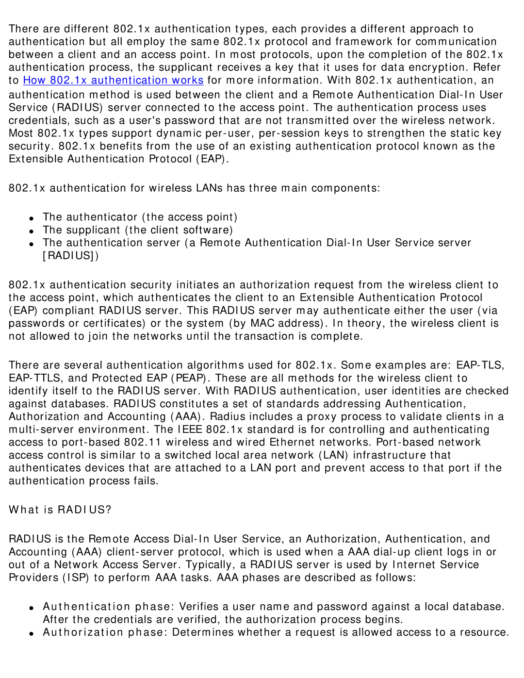 Intel 3945ABG specifications What is RADIUS? 