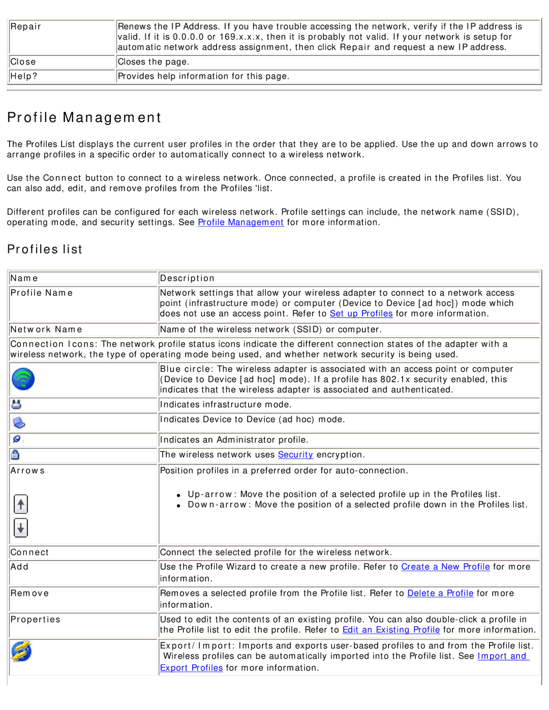 Intel 3945ABG specifications Profile Management 