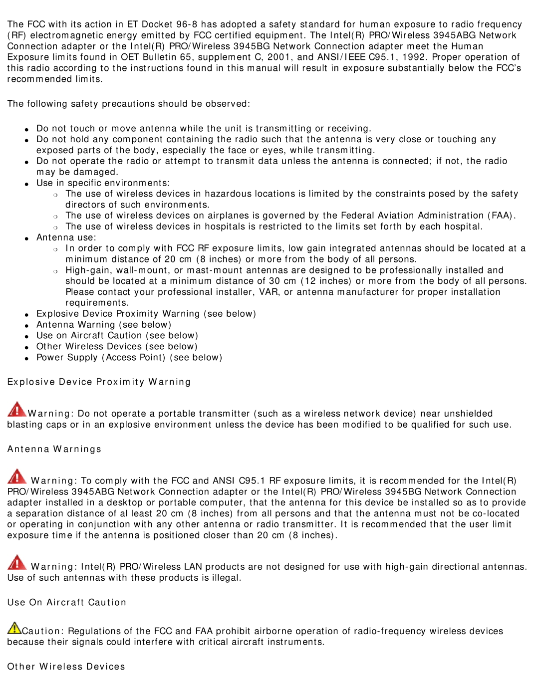 Intel 3945ABG specifications 