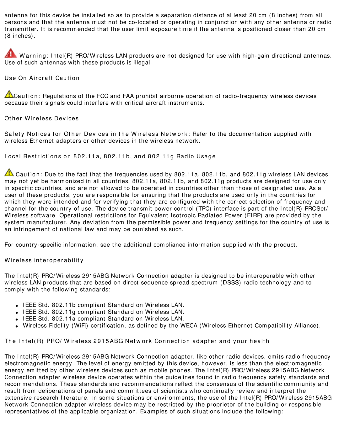 Intel 3945ABG specifications Wireless interoperability 