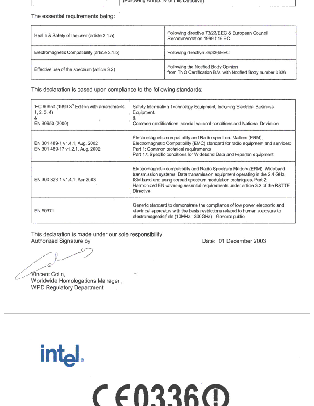 Intel 3945ABG specifications 