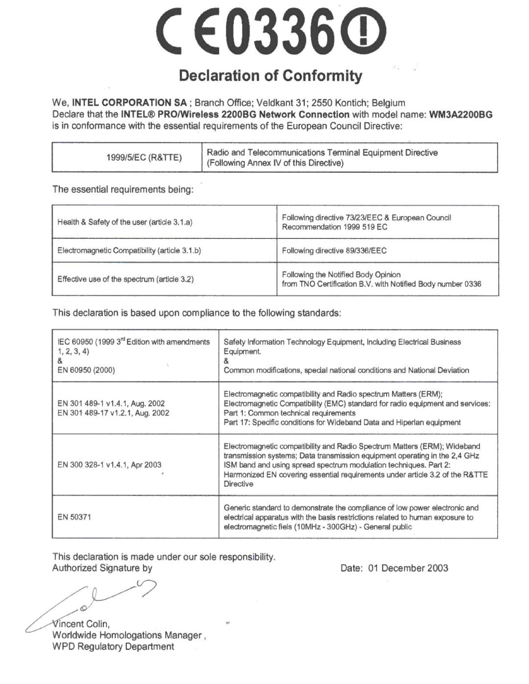 Intel 3945ABG specifications 