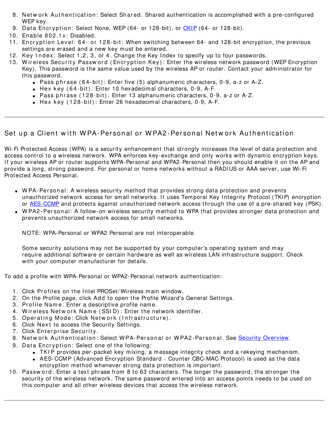 Intel 3945ABG specifications Enable 802.1x Disabled 