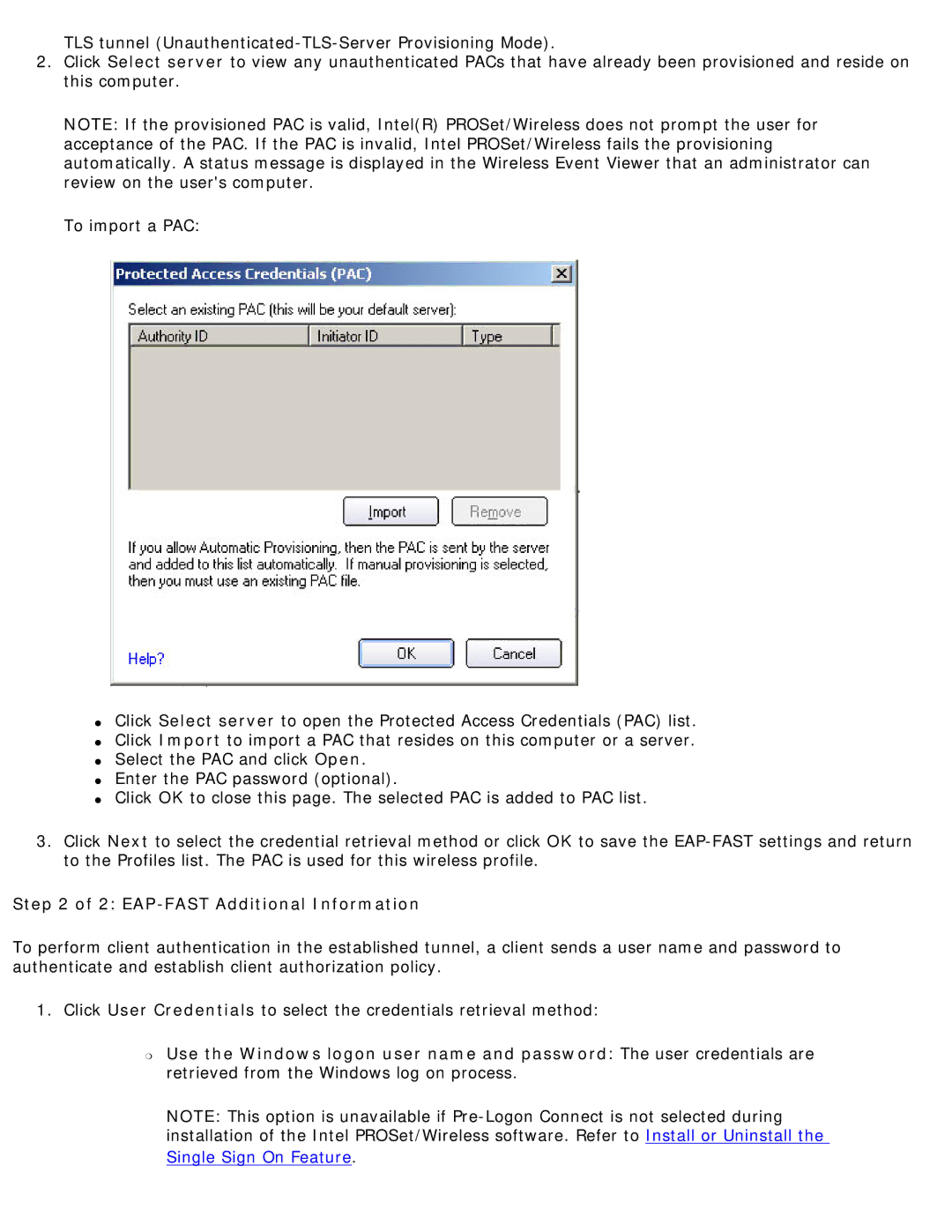 Intel 3945ABG specifications EAP-FAST Additional Information 