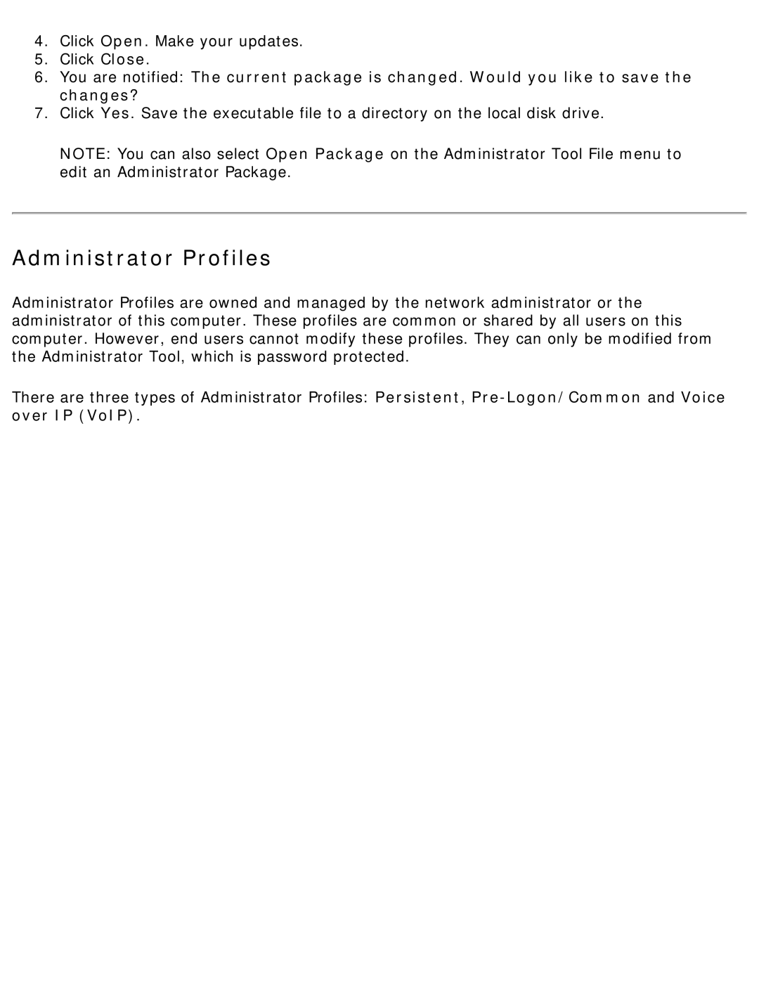 Intel 3945ABG specifications Administrator Profiles 