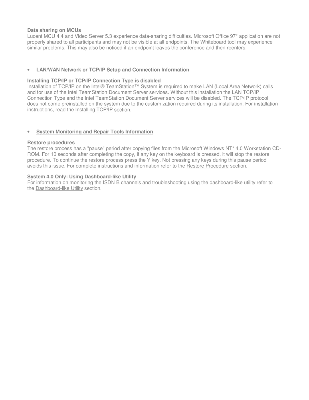 Intel 4.0A manual Data sharing on MCUs, System 4.0 Only Using Dashboard-like Utility 