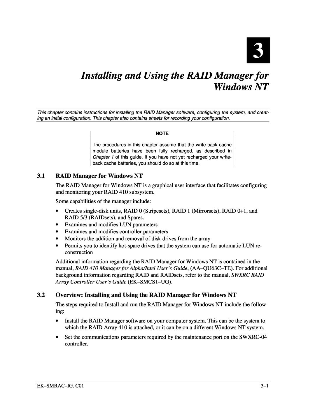 Intel 410 manual 3.1RAID Manager for Windows NT 