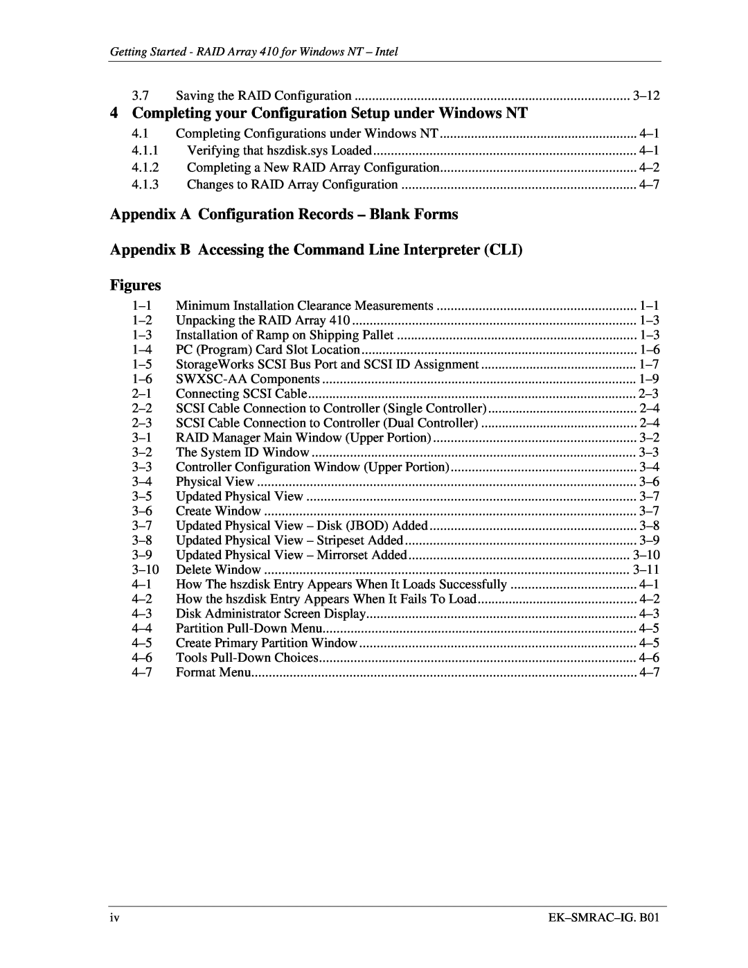 Intel 410 manual Appendix A Configuration Records – Blank Forms, Figures 
