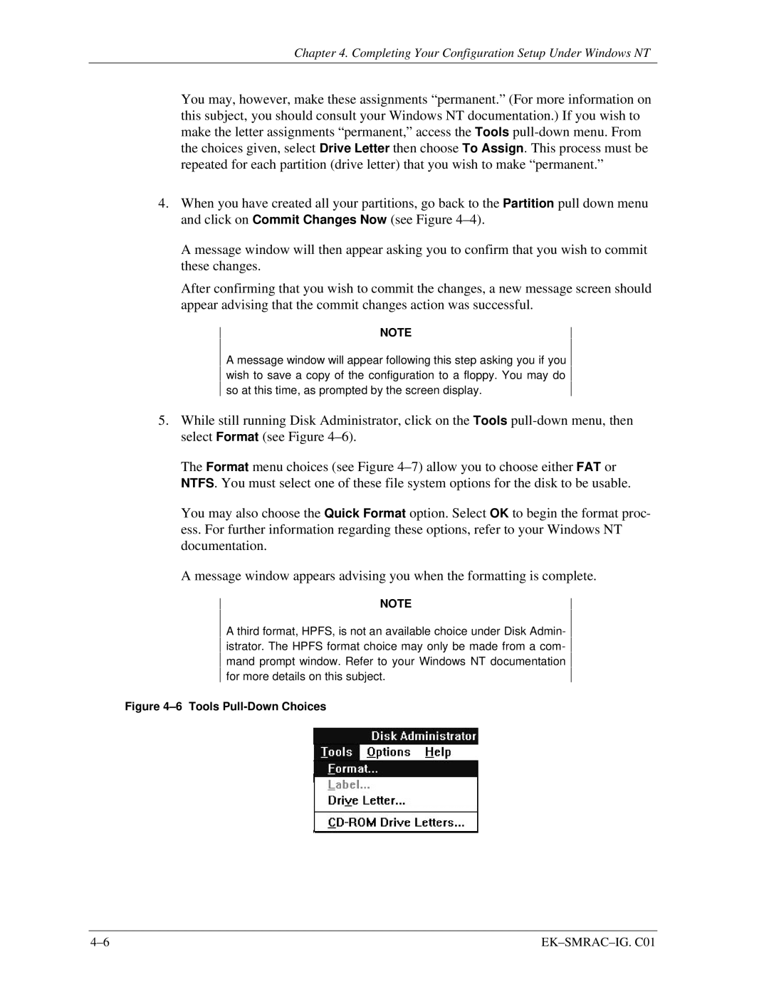 Intel 410 manual Tools Pull-Down Choices 