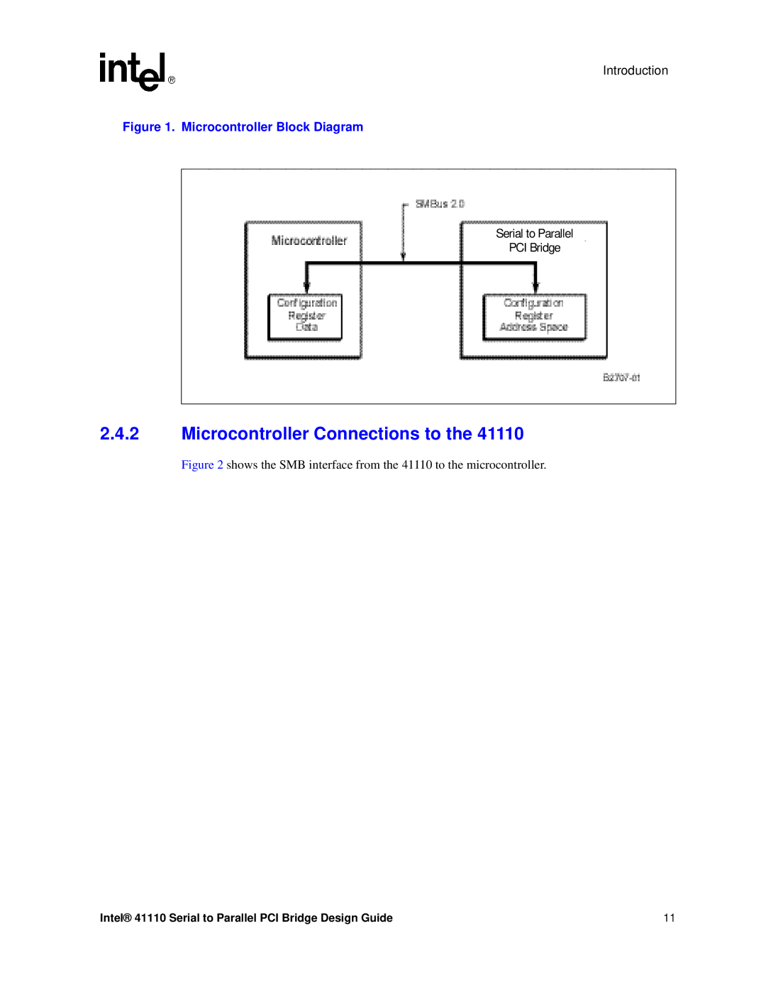 Intel 41110 manual Microcontroller Connections to, Microcontroller Block Diagram 