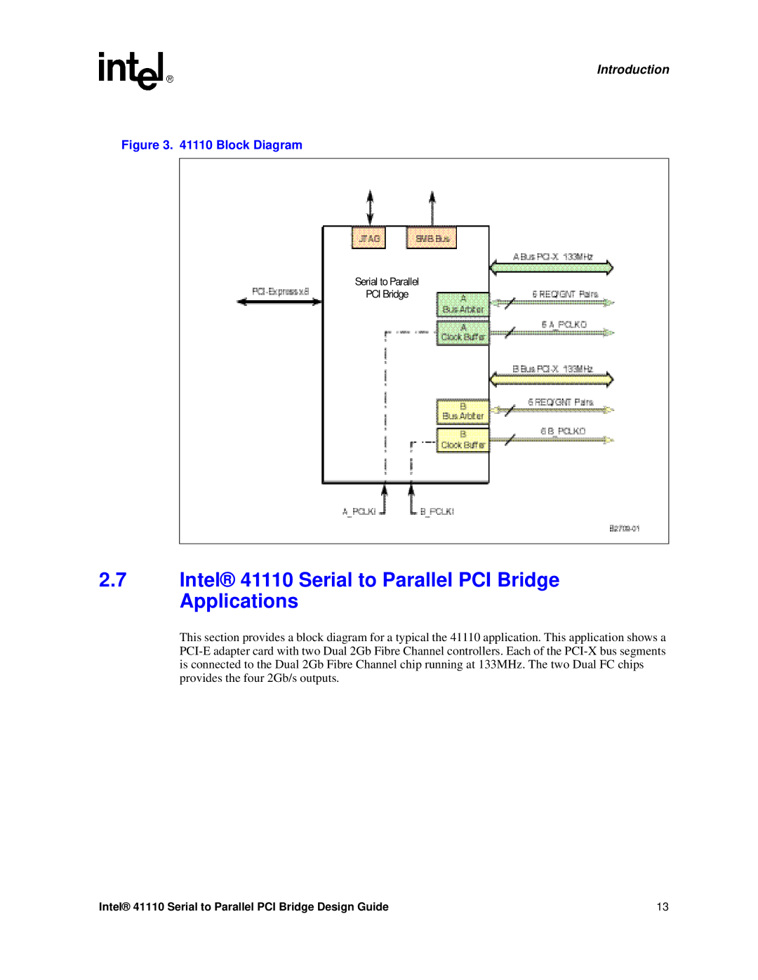 Intel manual Intel 41110 Serial to Parallel PCI Bridge Applications, Block Diagram 