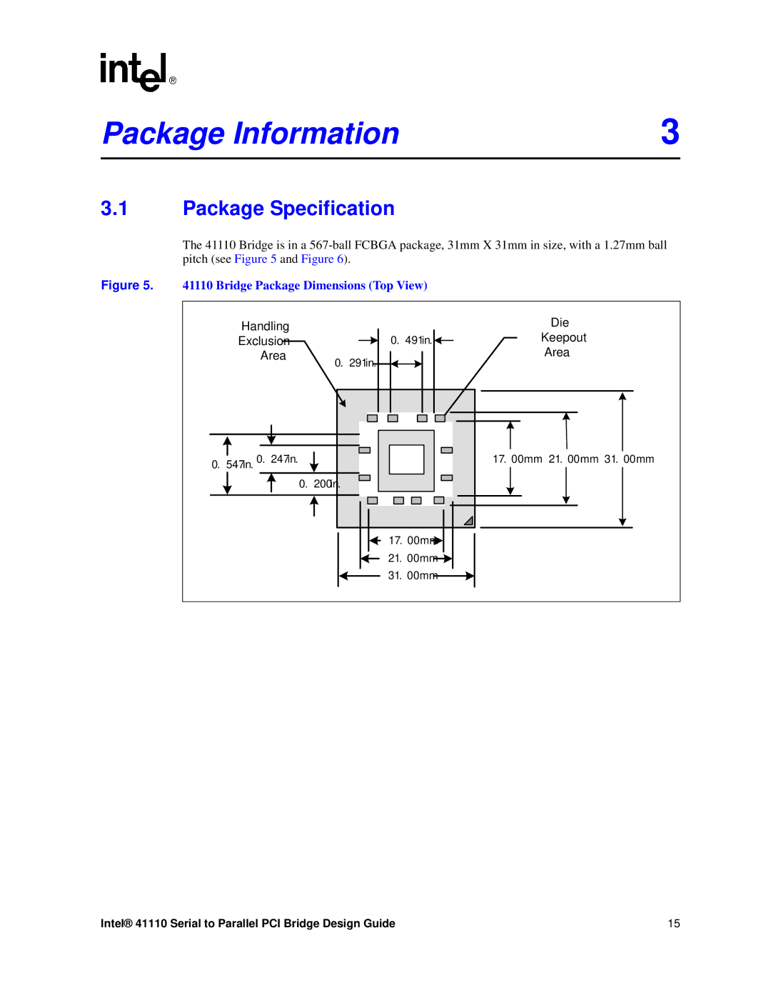 Intel 41110 manual Package Information, Package Specification 