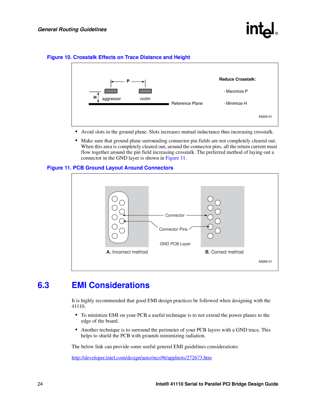 Intel 41110 manual EMI Considerations, General Routing Guidelines 