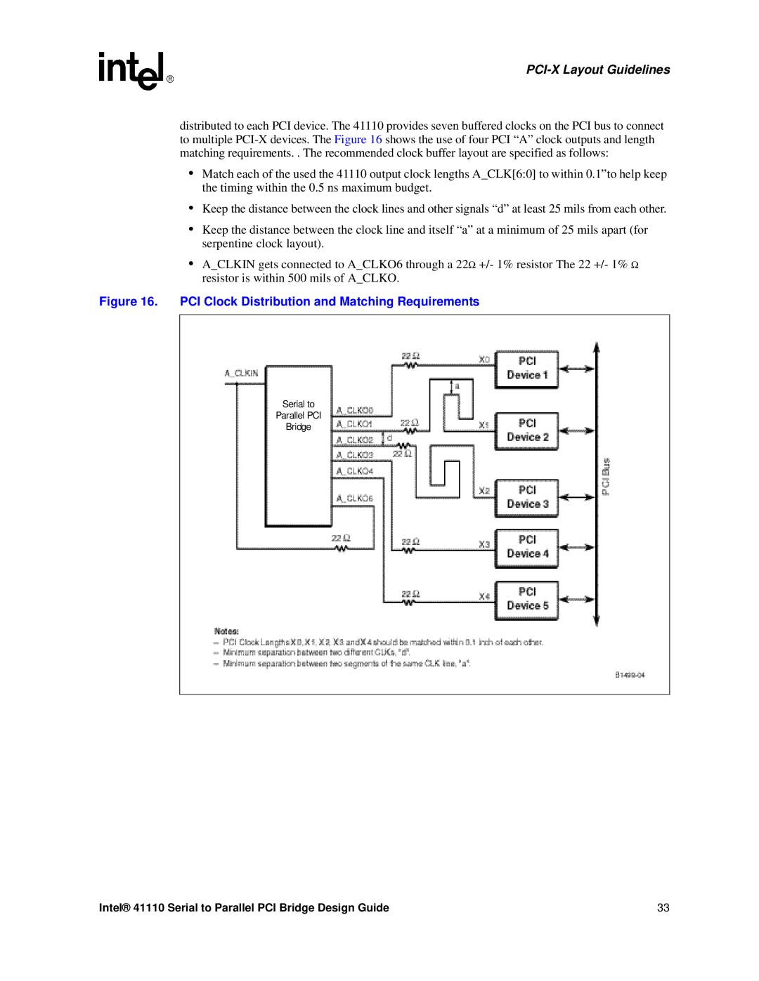 Intel 41110 manual PCI Clock Distribution and Matching Requirements 