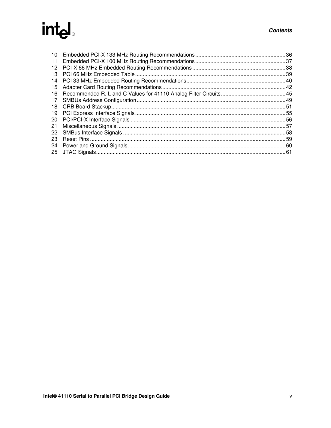 Intel 41110 manual Contents 