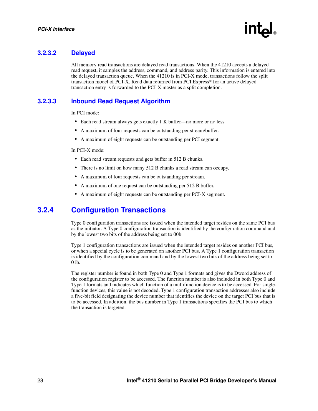 Intel 41210 manual Configuration Transactions, Delayed 