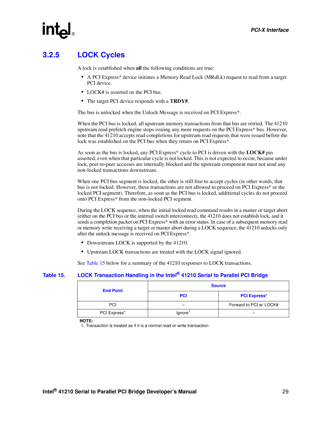 Intel 41210 manual Lock Cycles, End Point Source, Pci 