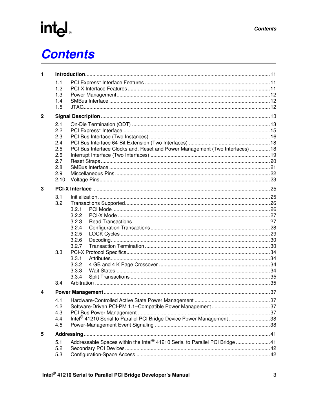 Intel 41210 manual Contents 