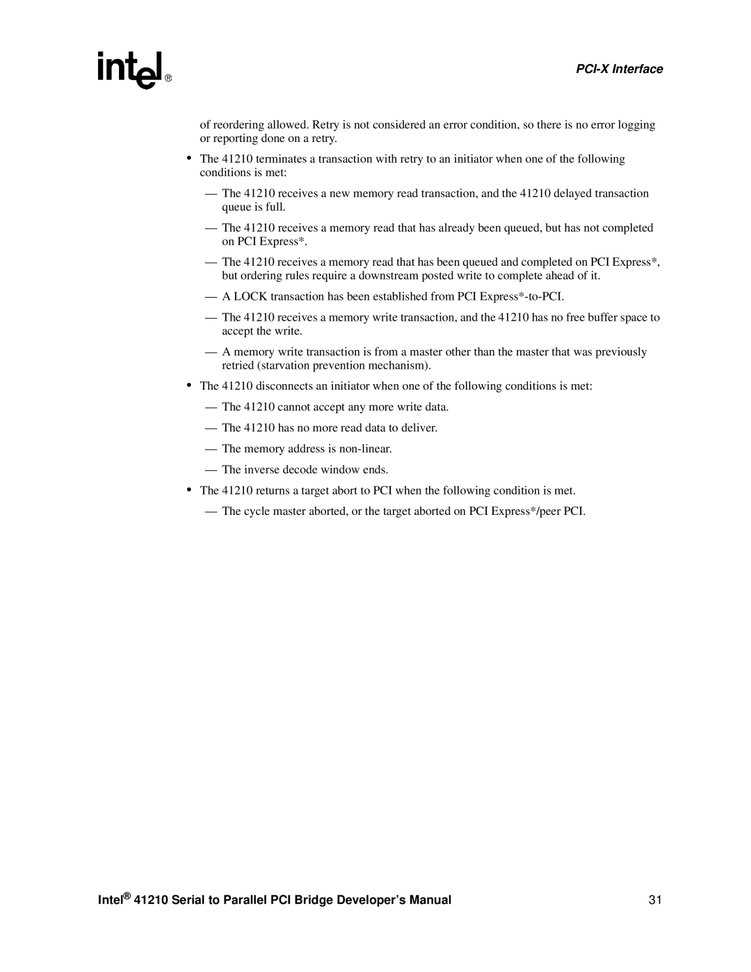 Intel 41210 manual PCI-X Interface 