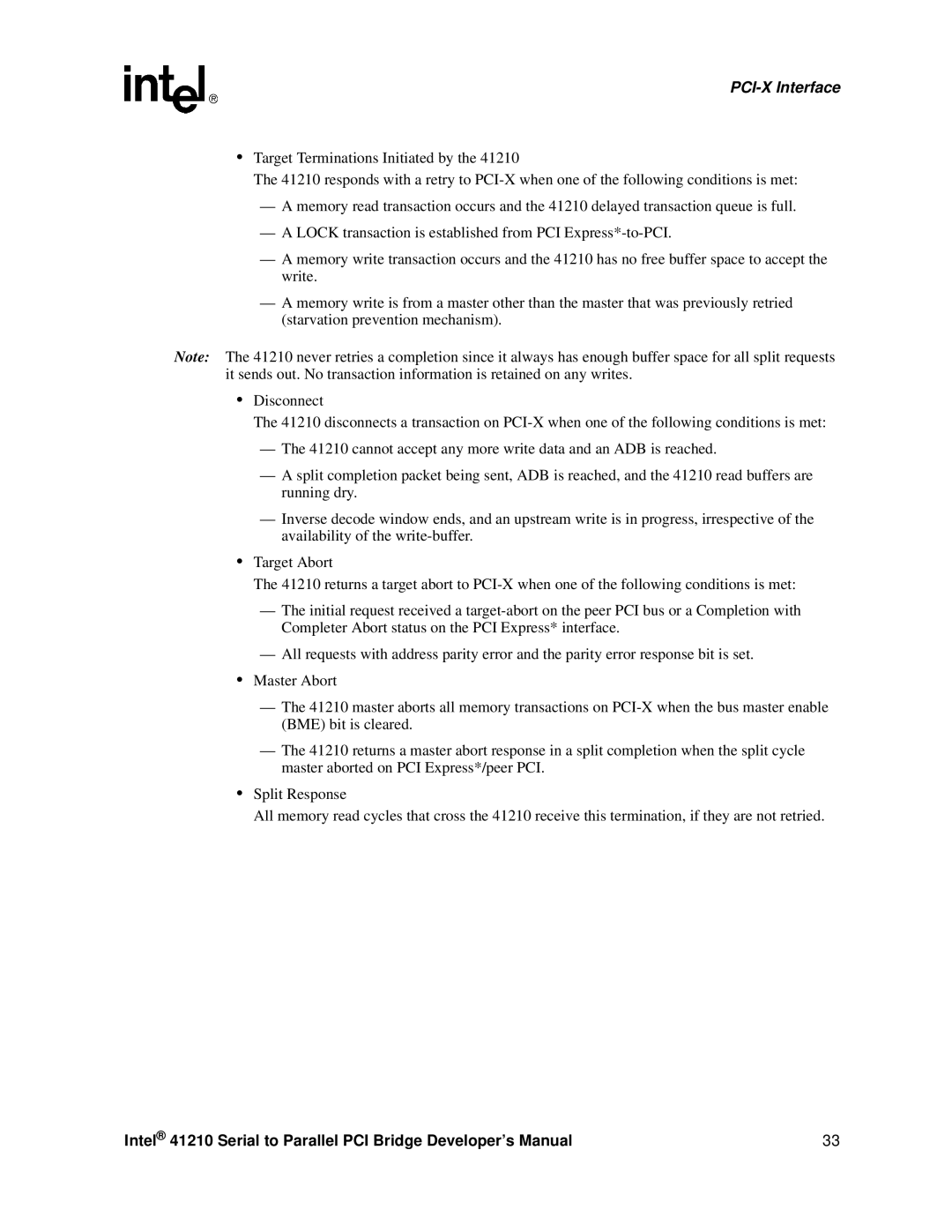 Intel 41210 manual PCI-X Interface 