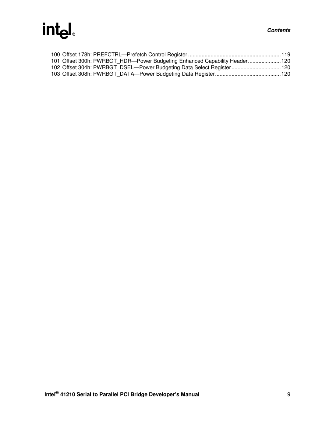 Intel 41210 manual Offset 178h PREFCTRL-Prefetch Control Register 