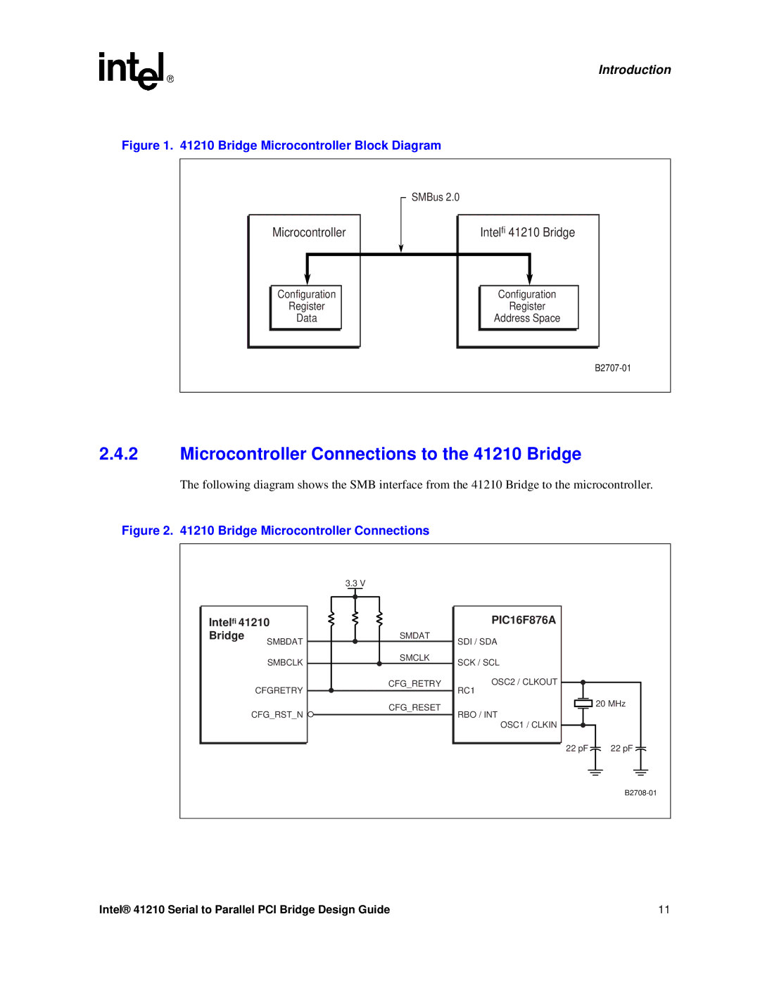 Intel manual Microcontroller Connections to the 41210 Bridge, Bridge Microcontroller Block Diagram 